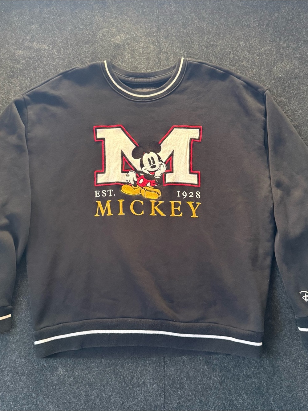 Hollister Mickey Embroidered Black Crewneck Sweater